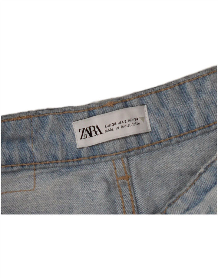 Jeans dritti da donna ZARA EU 34 2XS W24 L26 Cotone blu