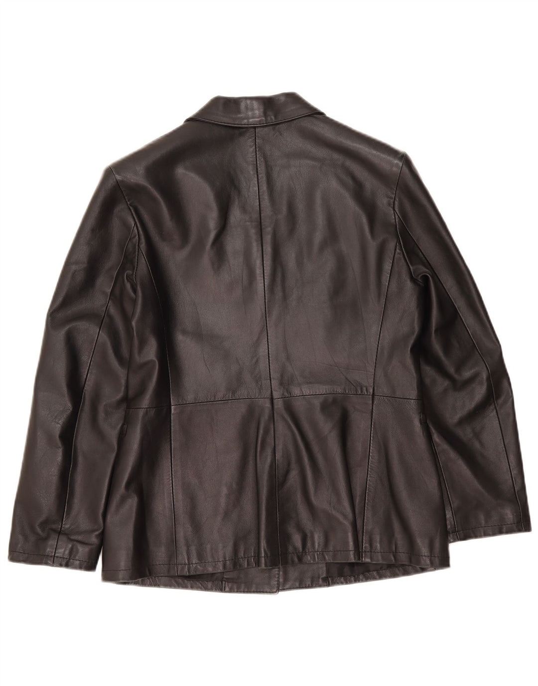 Giacca blazer in pelle vintage da donna a 3 bottoni IT 48 XL in pelle nera