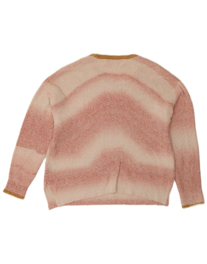 Maglione maglione girocollo da donna White Stuff UK 12 a righe rosa medio