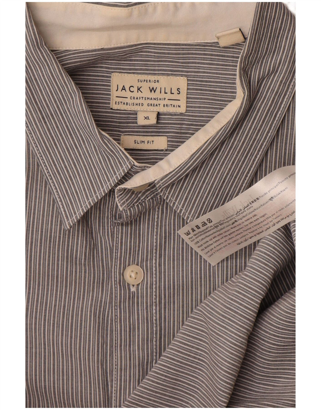 JACK WILLS Camicia da uomo slim fit XL in cotone gessato grigio