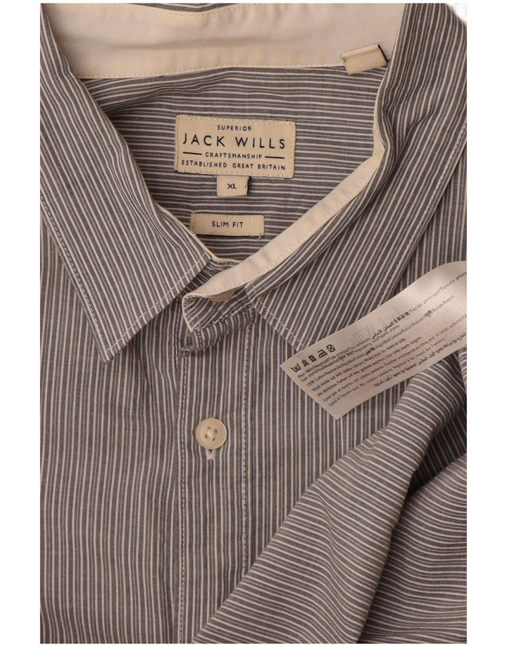 JACK WILLS Camicia da uomo slim fit XL in cotone gessato grigio
