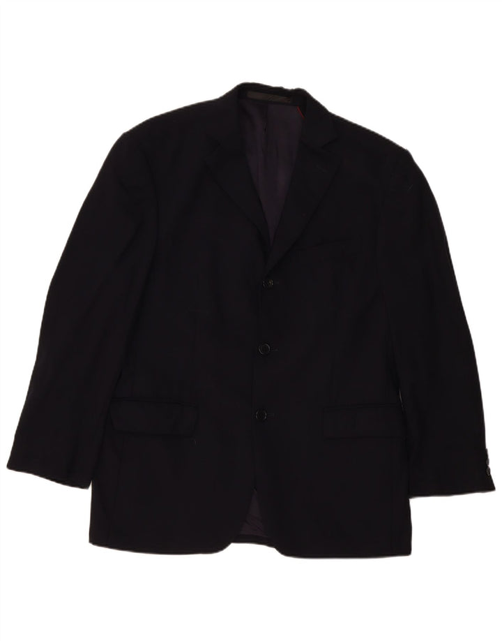 Giacca blazer a 3 bottoni da uomo Marks & Spencer UK 38 media blu navy in lana vergine