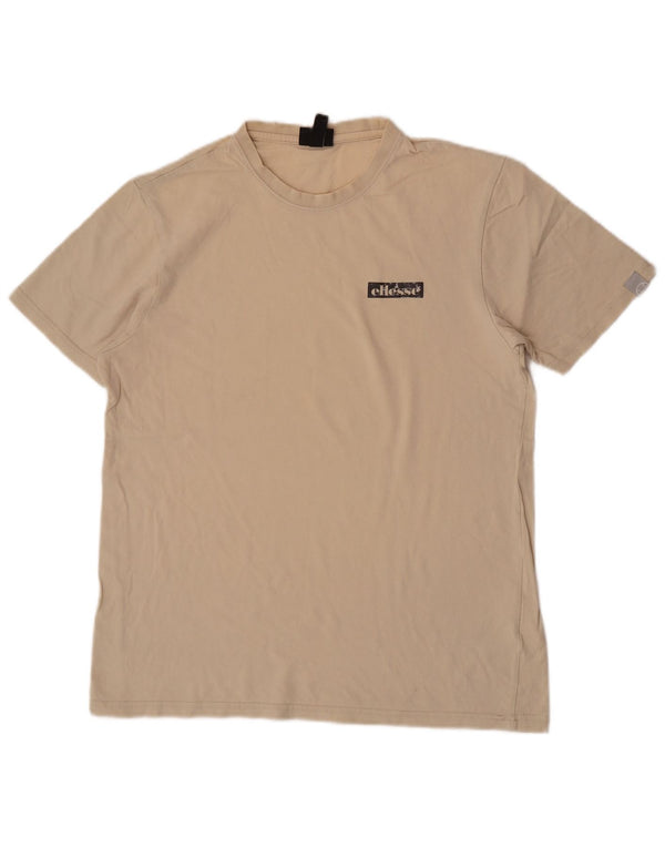 Ellesse Womens T-Shirt Top UK 16 Large Beige Cotton