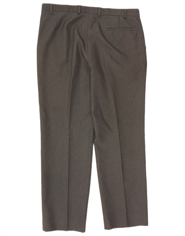 Pantaloni da abito dritti da uomo Marks & Spencer W38 L33 poliestere grigio