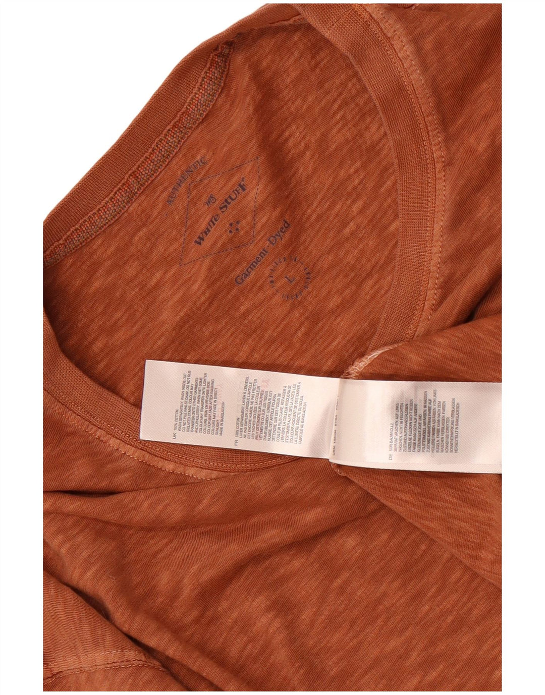 White Stuff Top da uomo a maniche lunghe in cotone chiazzato marrone largo