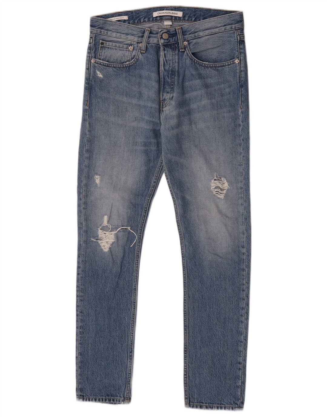 Jeans slim invecchiati da uomo Calvin Klein W29 L30 cotone blu