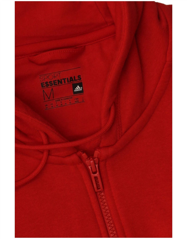 Maglione con cappuccio e zip Adidas da uomo in cotone rosso medio