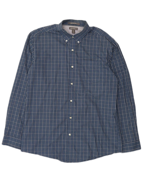 Camicia da uomo Classic Fit di Eddie Bauer, cotone a quadri blu di grandi dimensioni