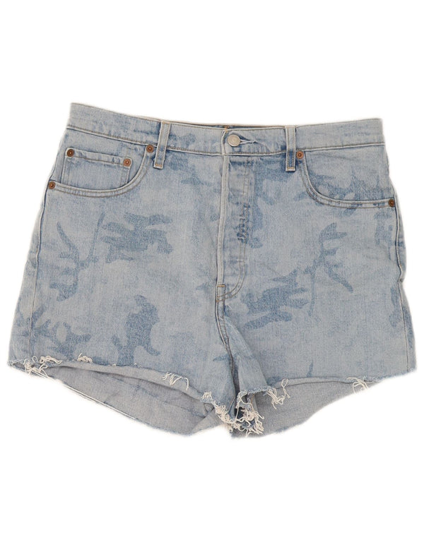 Pantaloncini di jeans a vita alta Ribcage da donna Levi's W32 Large Blue Camouflage