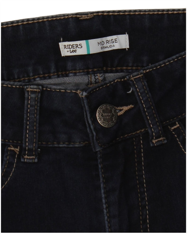 Pantaloncini di jeans Bermuda a vita media Lee Riders da donna W28 Blu navy medio