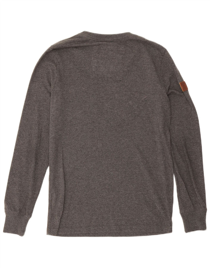 Top da uomo a maniche lunghe Superdry in cotone grigio piccolo