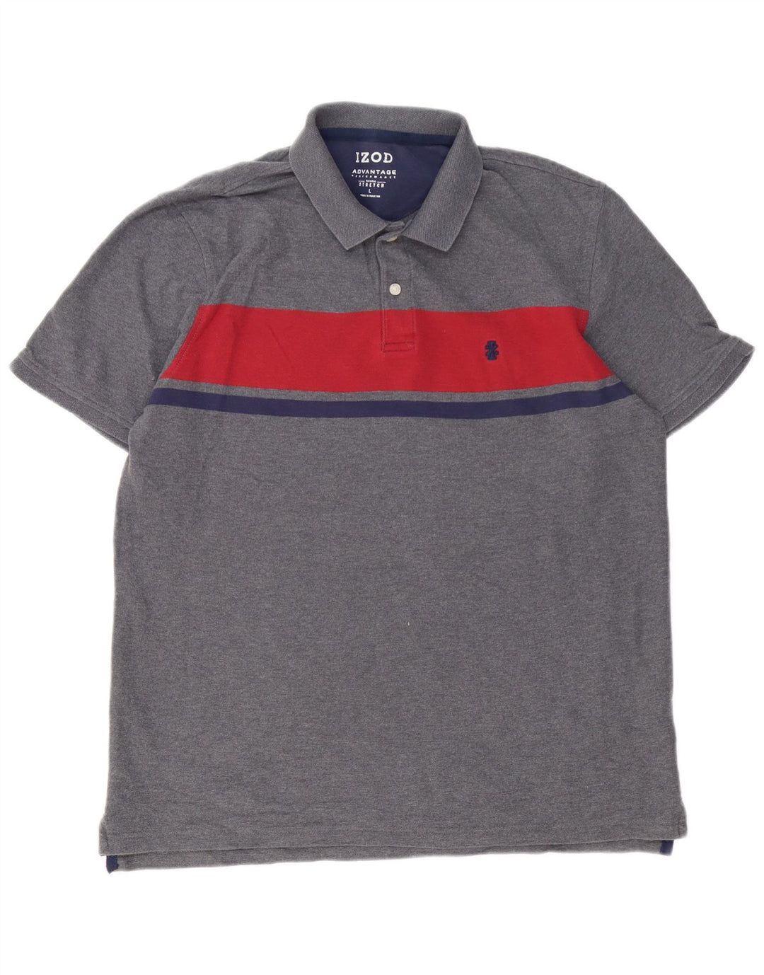 Polo da uomo IZOD grande in cotone color block grigio