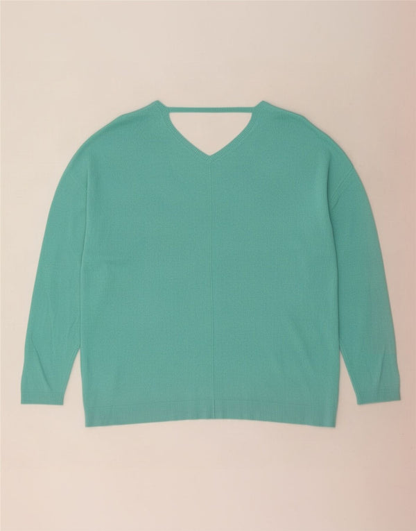 Maglione da donna con scollo a V Marks & Spencer UK 22 3XL Viscosa turchese