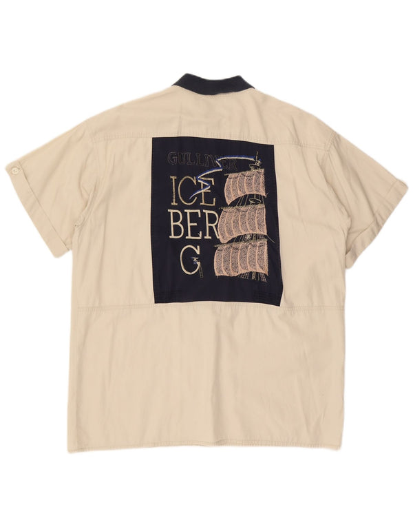 Camicia a maniche corte grafica da donna Iceberg IT 48 XL Cotone color block beige