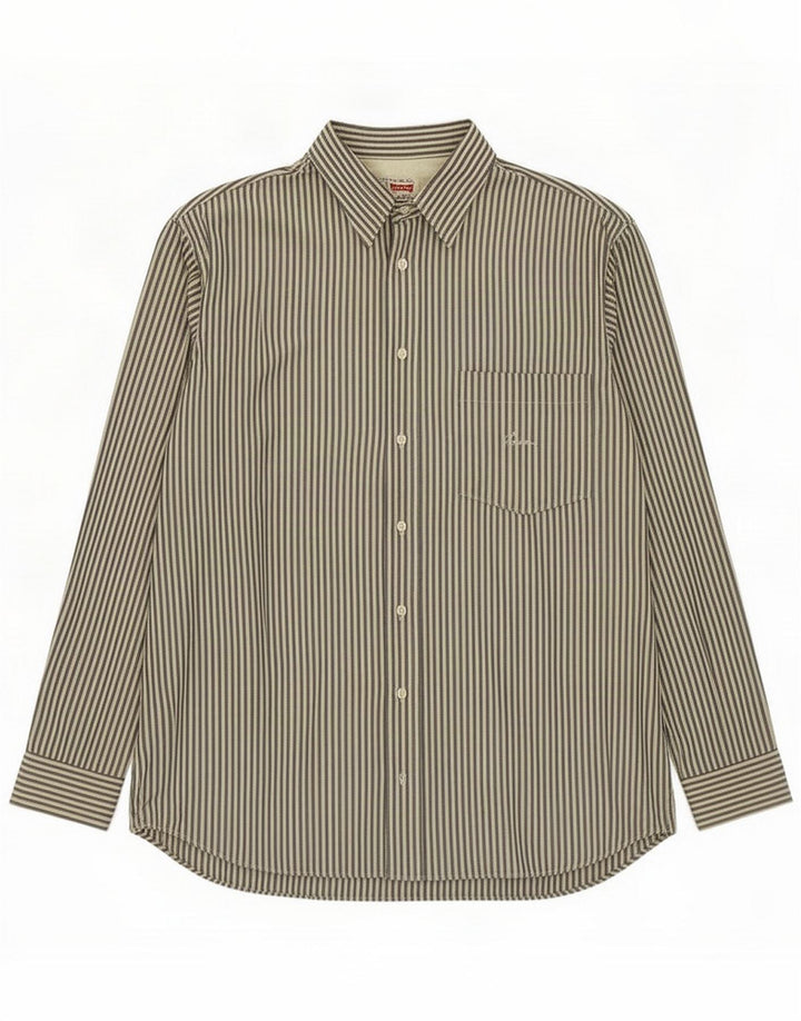 Camicia Carrera Uomo Large Verde Gessato Cotone