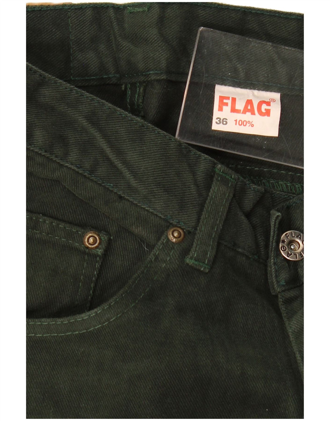 Jeans slim a vita alta da donna VINTAGE EU 36 piccolo W28 L31 cotone verde