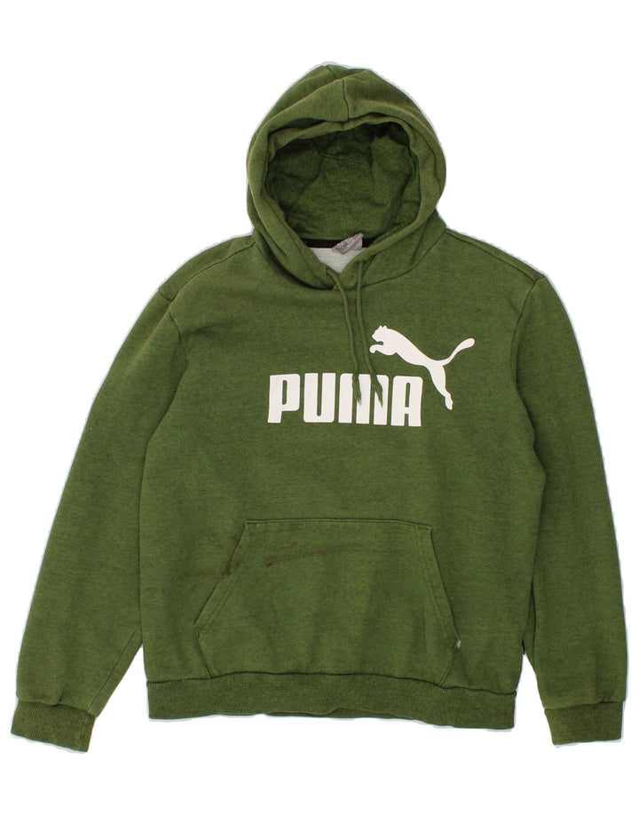 PUMA Womens Oversized Graphic Hoodie Jumper UK 10 Small Green Vintage Puma and Second-Hand Puma from Messina Hembry 