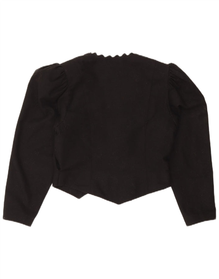 Giacca blazer corta da donna a 3 bottoni Meico UK 16 grande poliestere nero