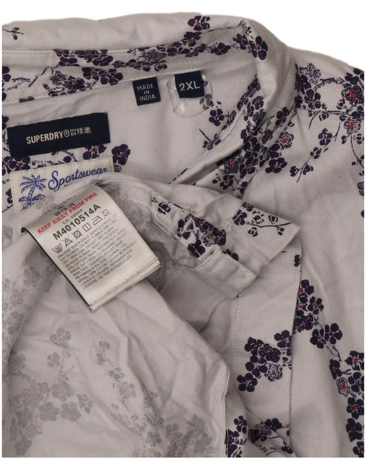Camicia a maniche corte da uomo Superdry 2XL in modal floreale grigio