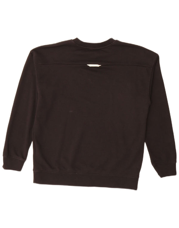 Felpa grafica da donna ADIDAS maglione UK 14 grande cotone nero