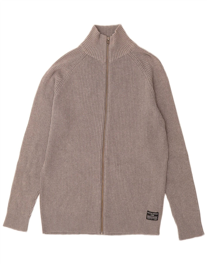Maglione cardigan da uomo Jack & Jones in cotone grigio medio
