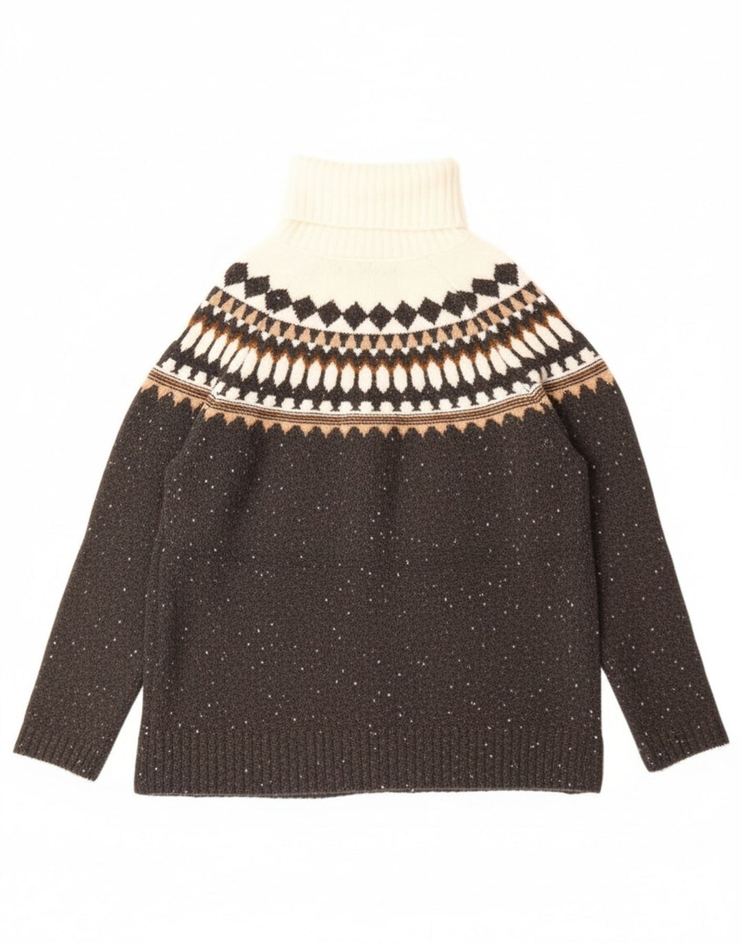 Maglione maglione a collo alto da donna Marks & Spencer UK 10 Small Grey Fair Isle