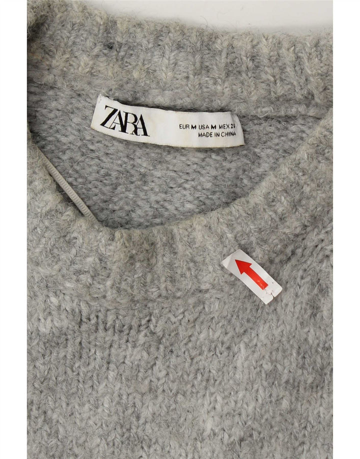 Maglione girocollo oversize da donna Zara UK 14 Acrilico grigio medio