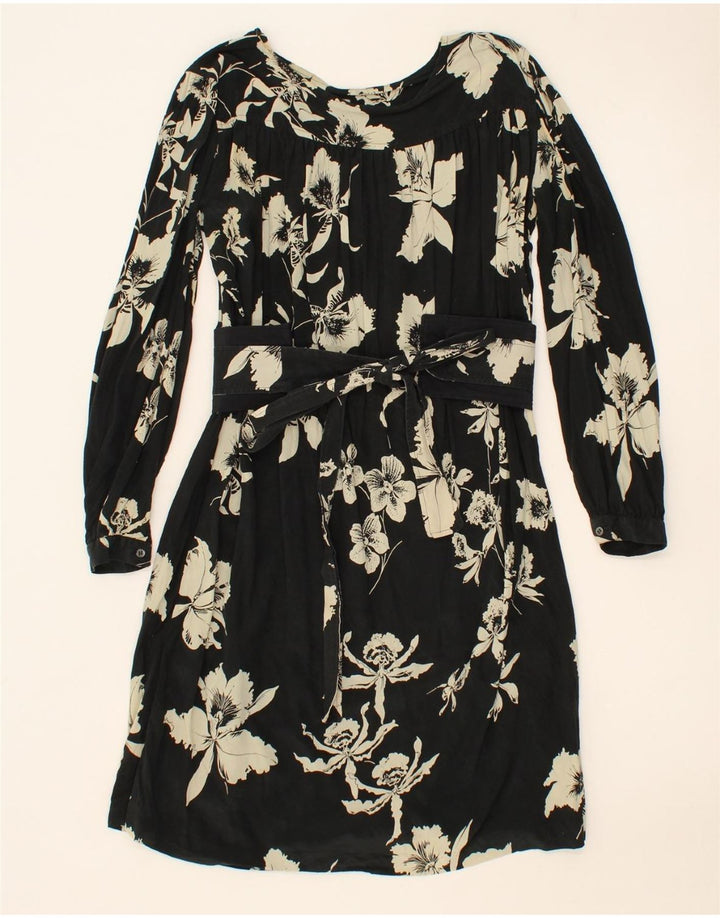 ALBERTO ASPESI Womens Long Sleeve A-Line Dress IT 44 Medium Black Floral Vintage Alberto Aspesi and Second-Hand Alberto Aspesi from Messina Hembry 