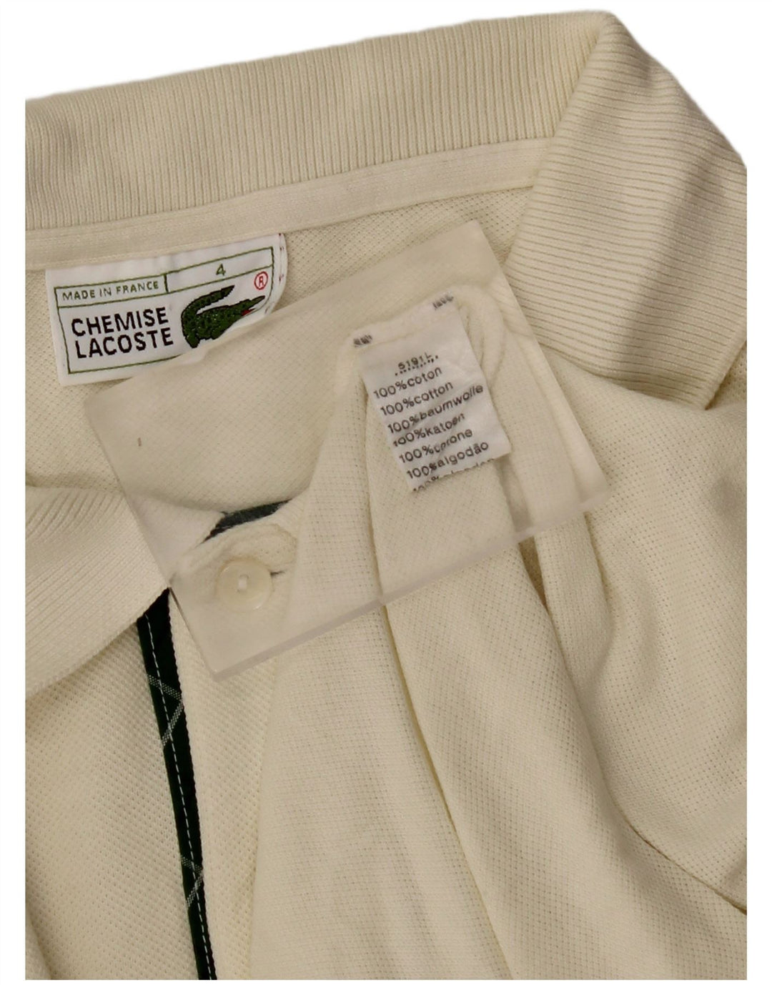 Polo da uomo LACOSTE taglia 4 cotone bianco sporco medio