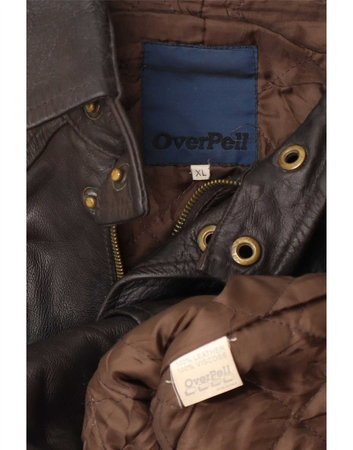 Giacca in pelle vintage da uomo UK 42 XL Marrone