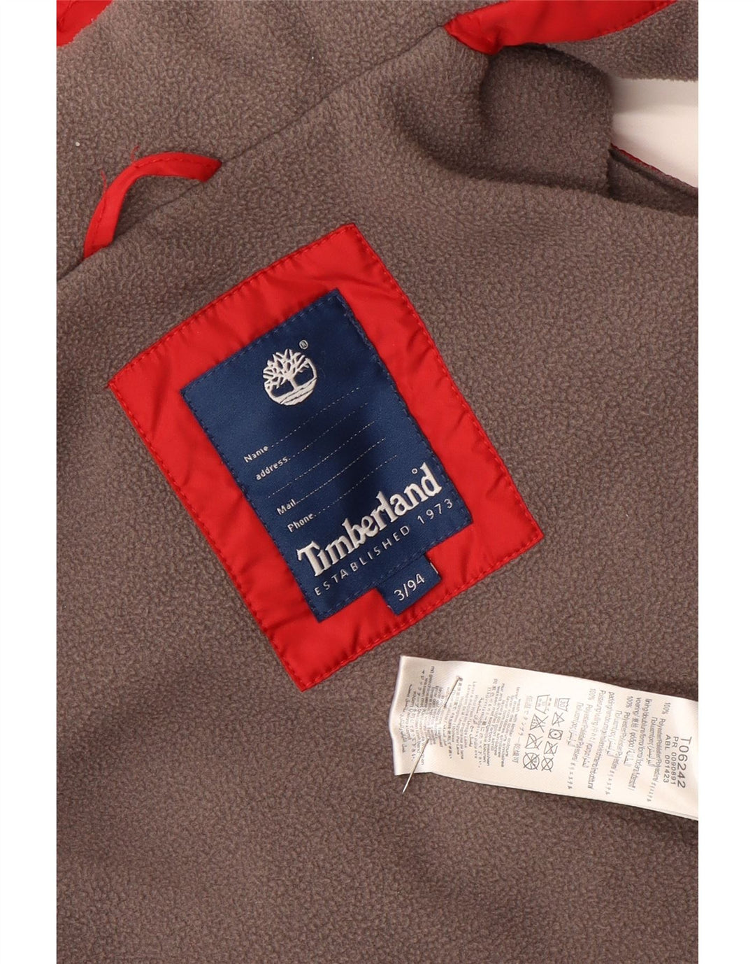 Gilet imbottito con cappuccio grafico per ragazzi TIMBERLAND 2-3 anni in poliestere rosso