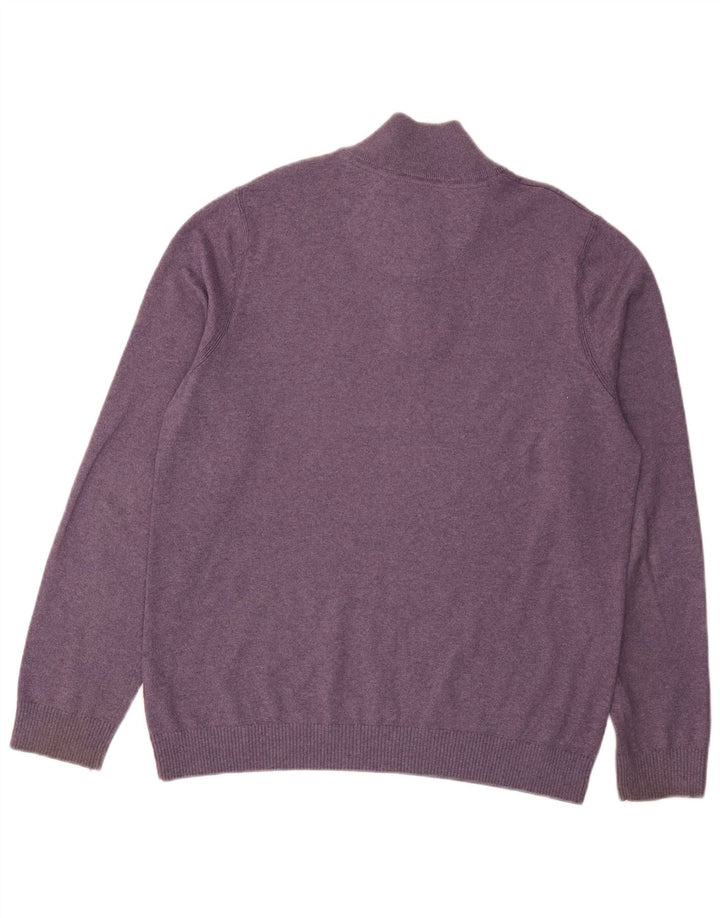 Maglione da uomo con collo con zip Fat Face, grande cotone viola