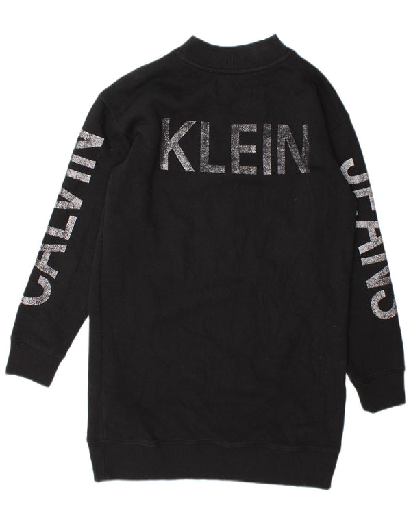 Abito maglione grafico oversize da donna Calvin Klein Jeans UK 6 XS Nero