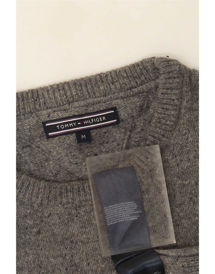 Maglione maglione girocollo da uomo Tommy Hilfiger Lana d'agnello screziata grigio medio