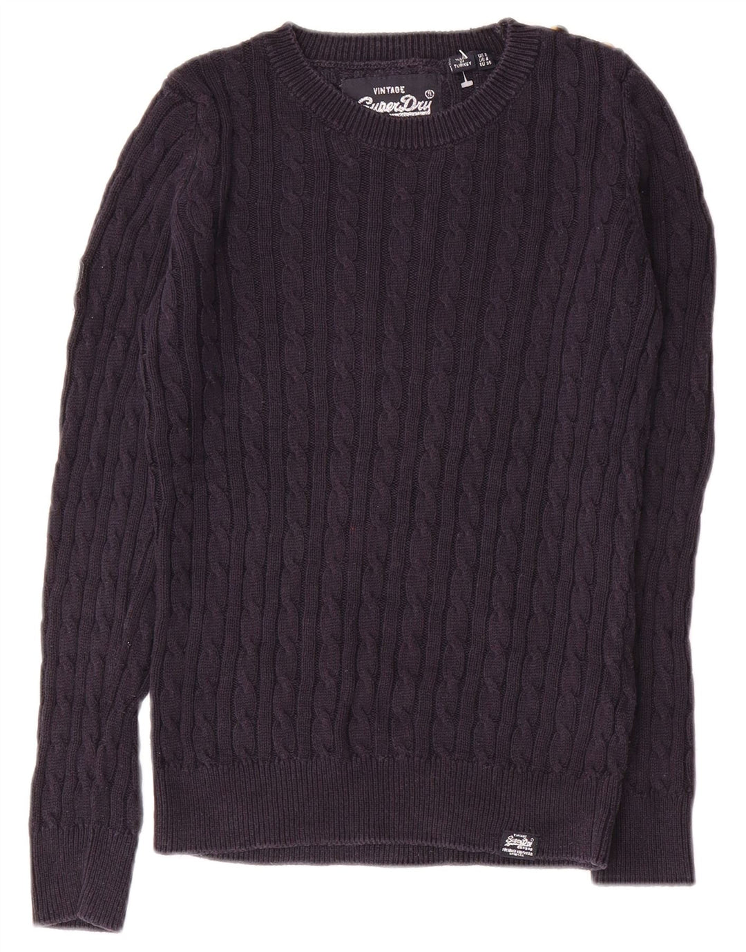 Maglione maglione girocollo da donna SUPERDRY UK 8 piccolo cotone blu navy