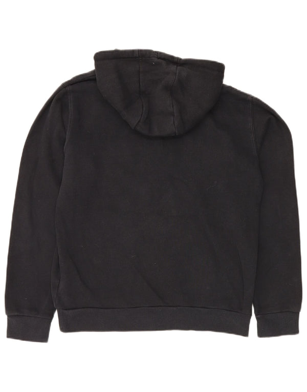 ELLESSE Maglione con cappuccio grafico oversize da donna UK 8 piccolo cotone nero