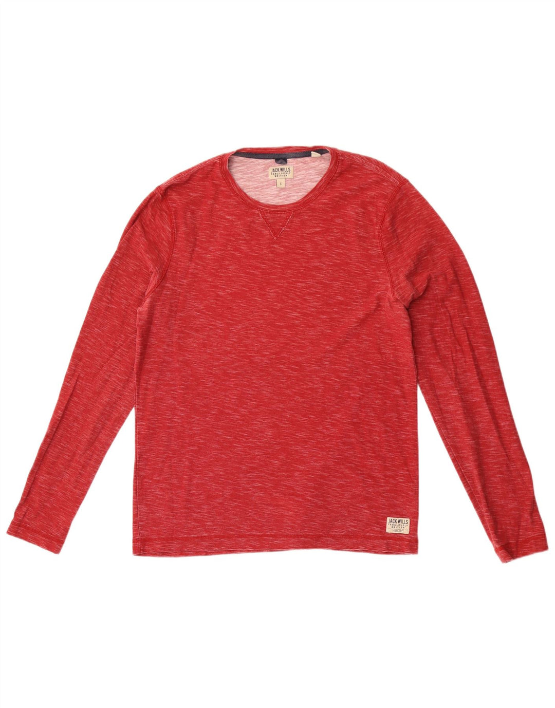 Jack Wills Top da uomo a maniche lunghe in piccolo cotone screziato rosso
