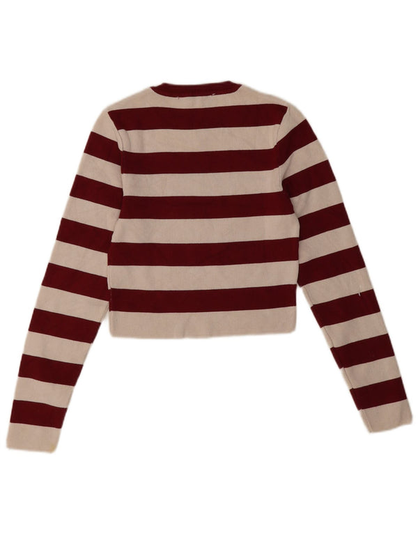 Maglione corto girocollo da donna Zara UK 12 a righe bordeaux medie