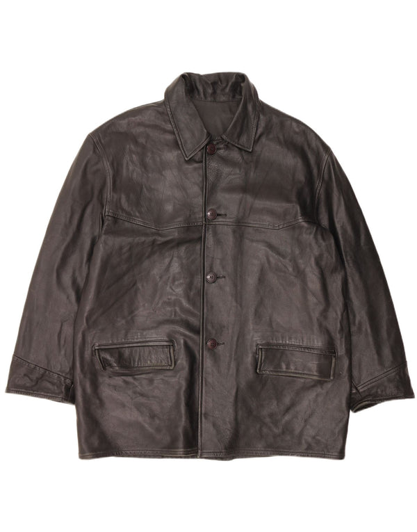 Giacca in pelle da uomo VINTAGE UK 42 XL in pelle nera