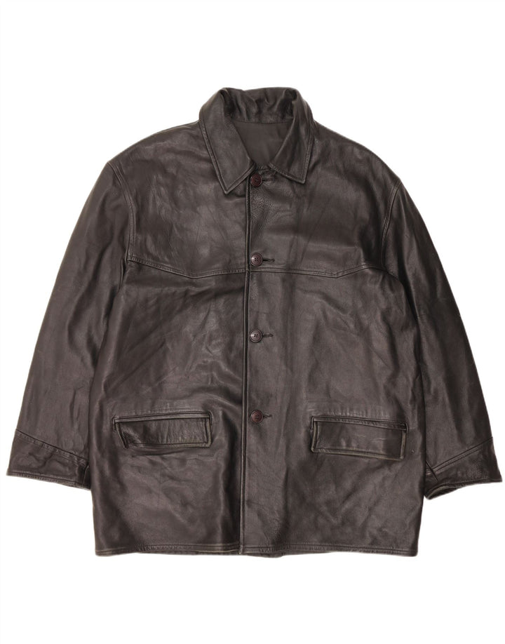 Giacca in pelle da uomo VINTAGE UK 42 XL in pelle nera