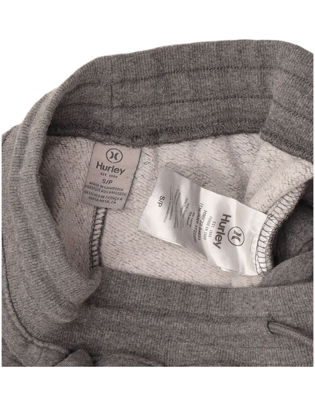 Pantaloni da tuta da uomo Hurley Joggers piccoli in cotone grigio