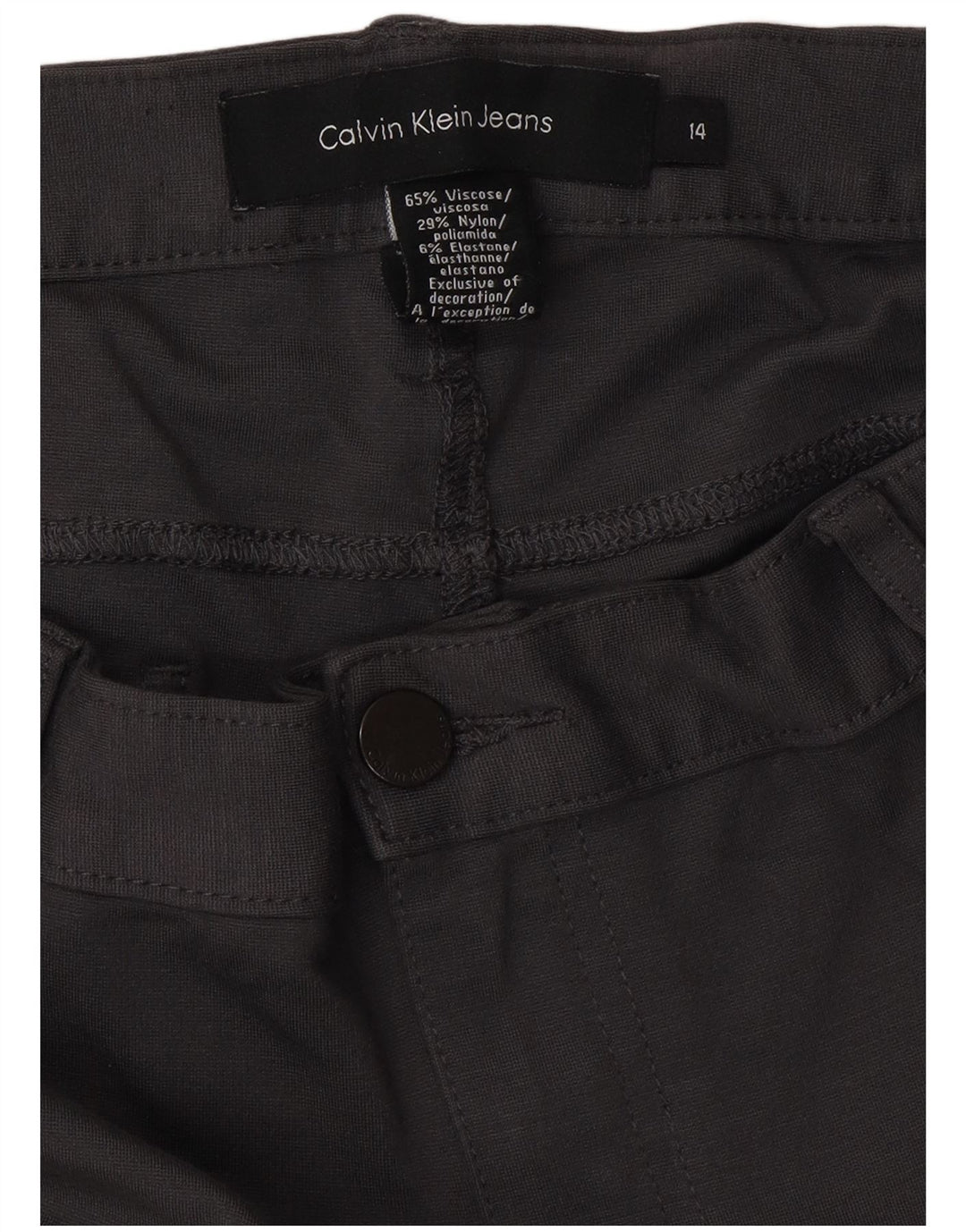 CALVIN KLEIN Pantaloni casual slim da donna US 14 XL W34 L32 Viscosa grigia