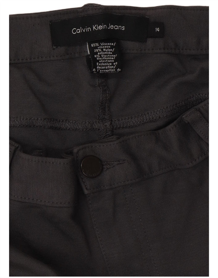 CALVIN KLEIN Pantaloni casual slim da donna US 14 XL W34 L32 Viscosa grigia