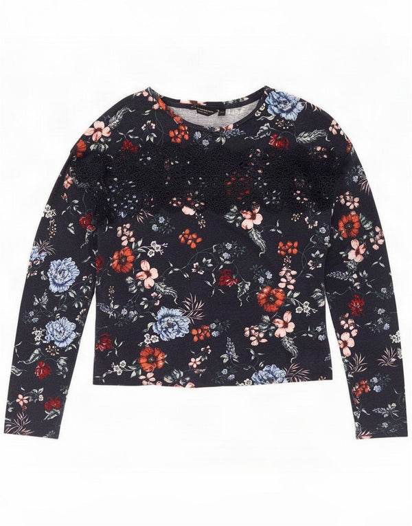 Dorothy Perkins Womens Blouse Top UK 18 XL Navy Blue Floral Cotton