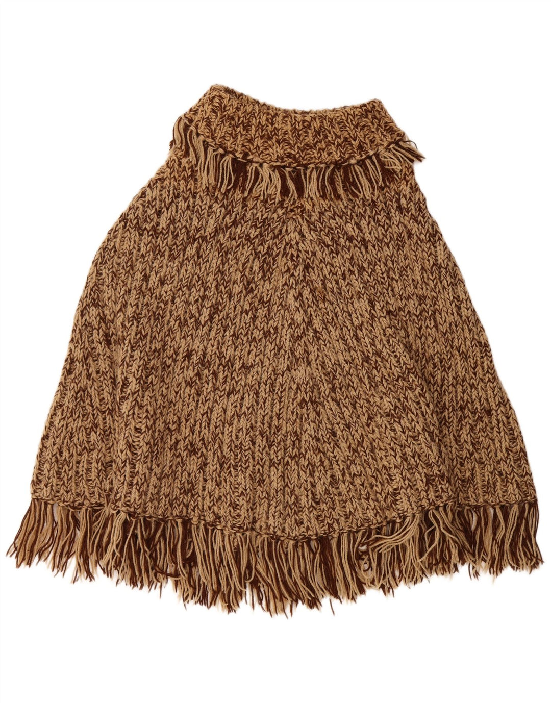 Maglione poncho vintage da donna, taglia unica, marrone screziato