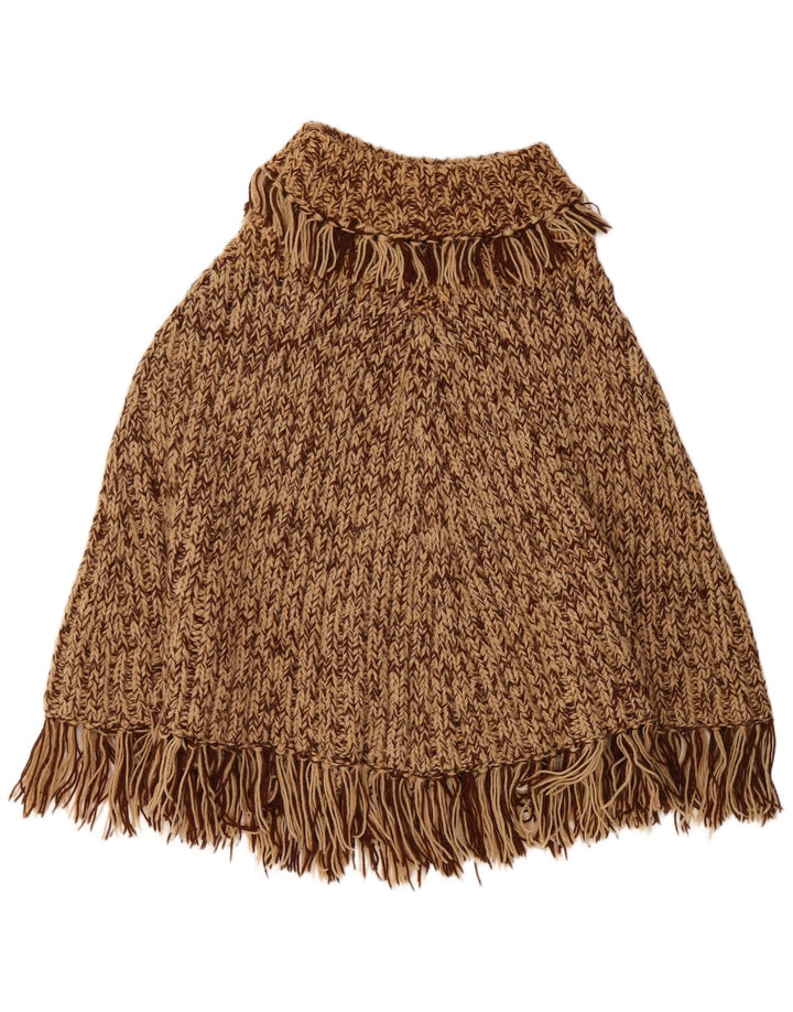 Maglione poncho vintage da donna, taglia unica, marrone screziato