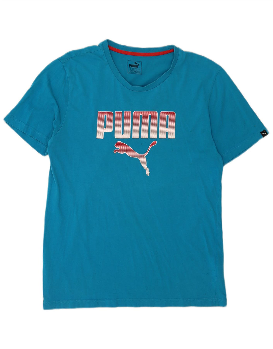 T-shirt grafica da uomo Puma Top in cotone blu medio