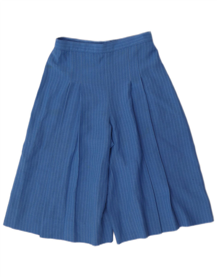 Pantaloncini bermuda vintage da donna con culotte IT 40 piccoli W24 blu gessato
