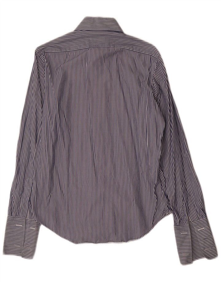 Camicia formale da uomo Massimo Dutti taglia 39 15 1/2 media a righe blu navy