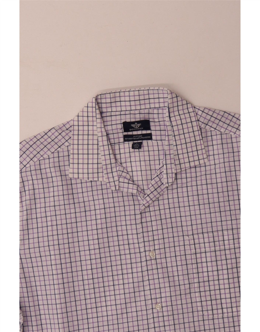 DOCKERS Camicia da uomo taglia 16 1/2 grande cotone a quadri viola